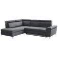 ECKSOFA Grau, Dunkelgrau Samt  - Chromfarben/Dunkelgrau, KONVENTIONELL, Textil/Metall (206/271cm) - Carryhome