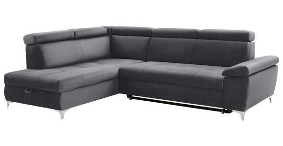 ECKSOFA Grau, Dunkelgrau Samt  - Chromfarben/Dunkelgrau, KONVENTIONELL, Textil/Metall (206/271cm) - Carryhome