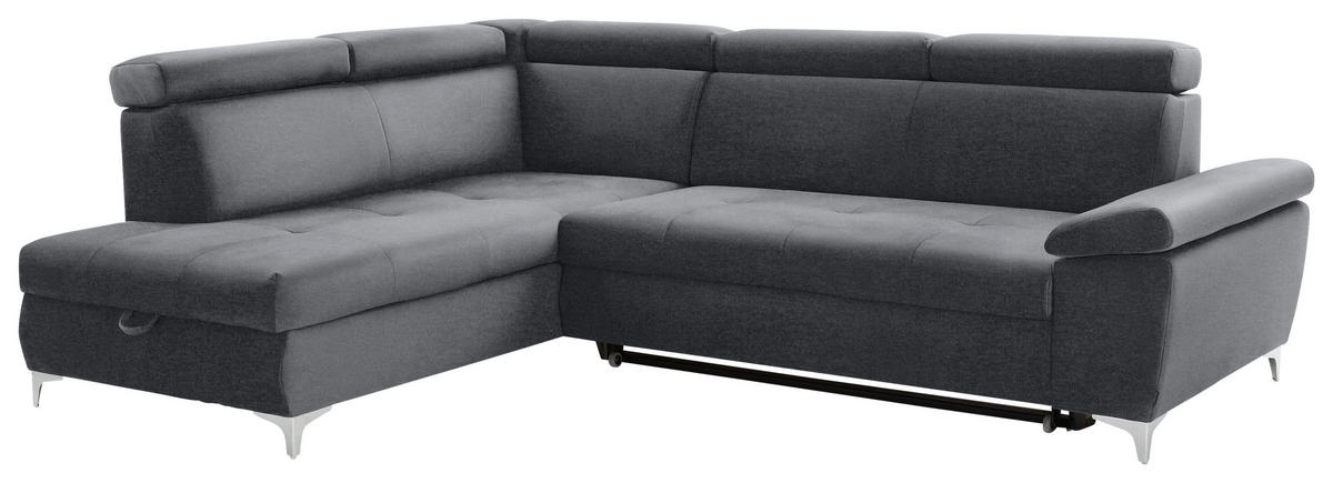 SAROKKANAPÉ textil szürke, sötétszürke  - krómszínű/sötétszürke, Konventionell, textil/fém (206/271cm) - Carryhome