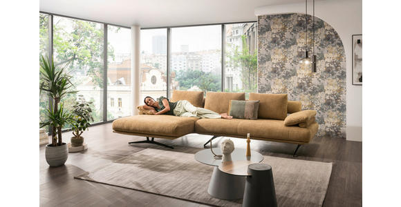 ECKSOFA in Chenille Honig 168/334 cm - Schwarz/Honig, Design, Textil/Metall (168/334cm) - Dieter Knoll