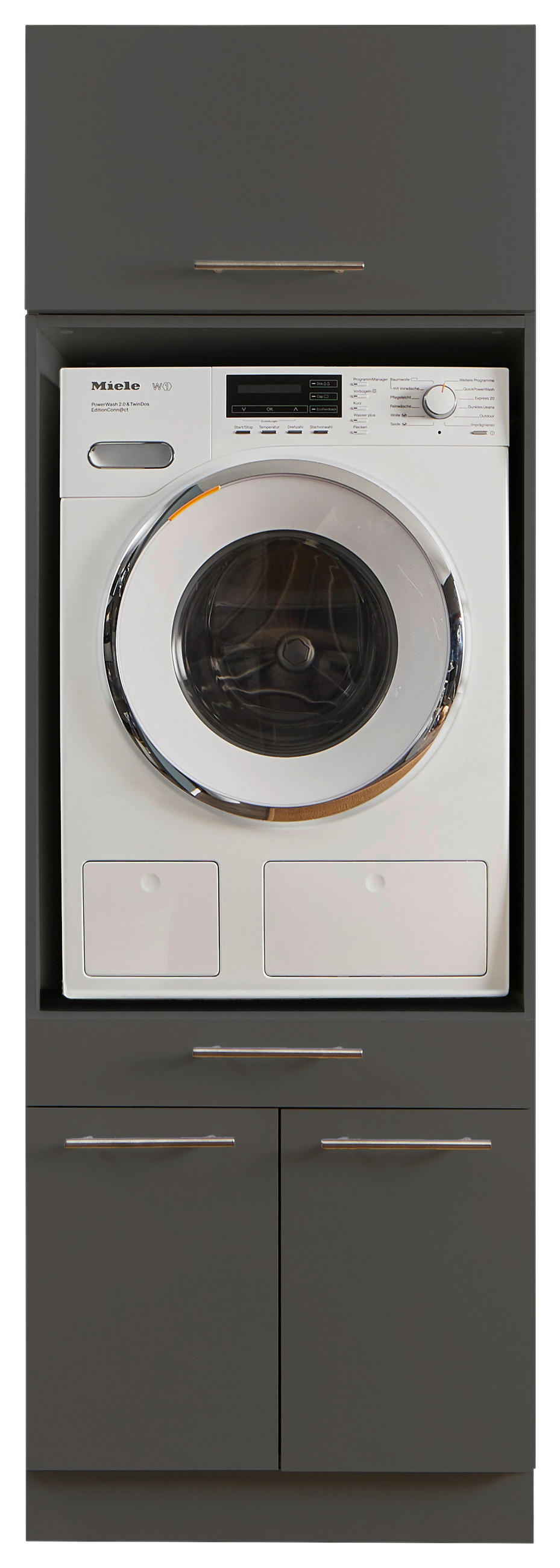 WASCHMASCHINENSCHRANK 67,5/200/67,5 cm  in Anthrazit  - Anthrazit/Silberfarben, Design, Holzwerkstoff/Metall (67,5/200/67,5cm)