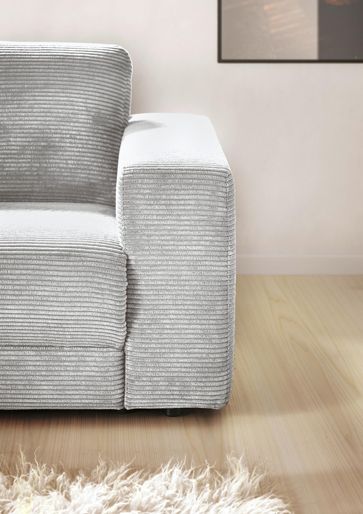 ECKSOFA inkl. Relaxfunktion Grau Cord  - Schwarz/Grau, Design, Kunststoff/Textil (168/296cm) - Pure Home Lifestyle
