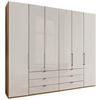 FALTTÜRENSCHRANK 250/216/58 cm 6-türig Champagner, Eiche Bianco  - Schieferfarben/Eiche Bianco, KONVENTIONELL, Glas/Holzwerkstoff (250/216/58cm) - Dieter Knoll