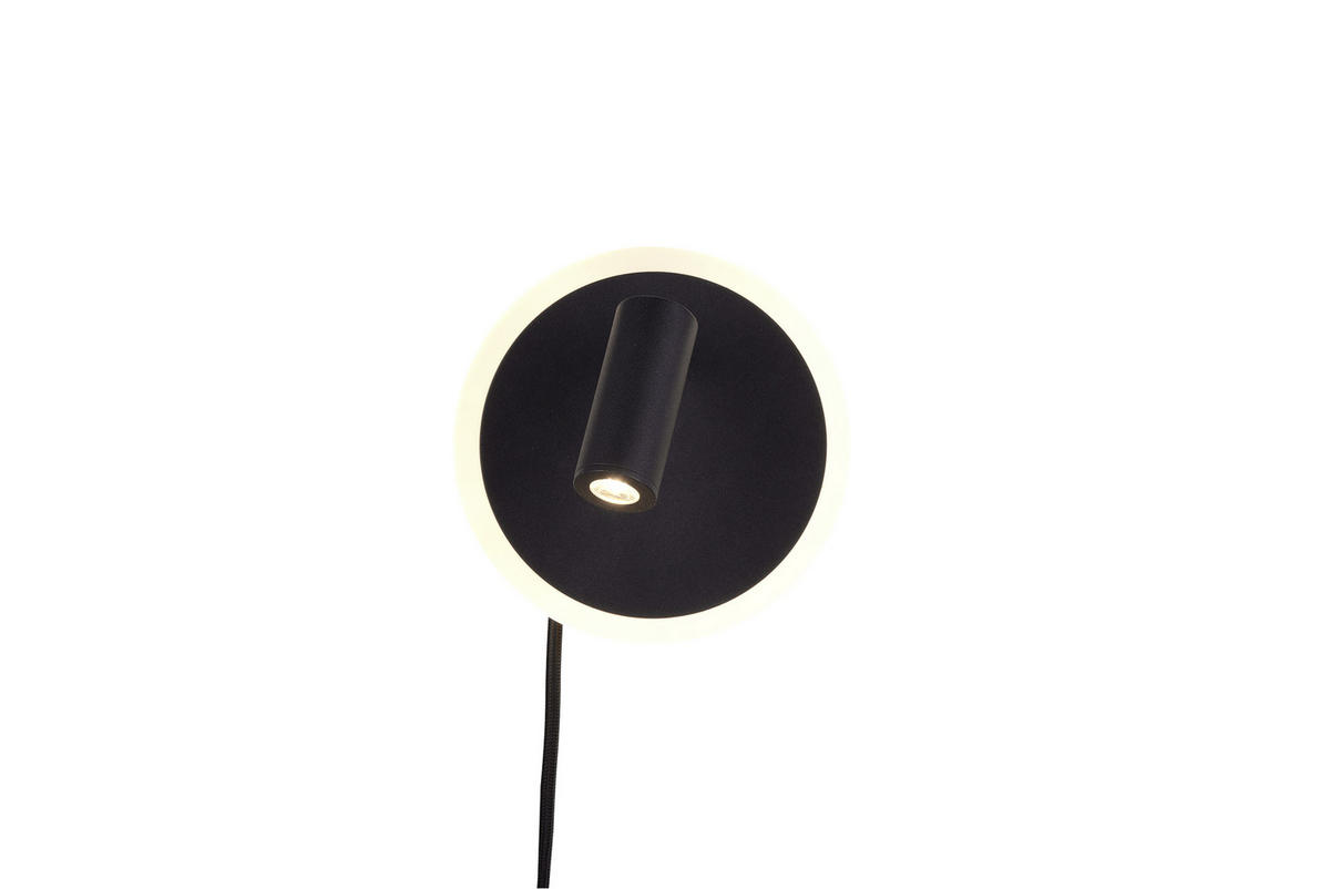 NÁSTENNÉ LED SVIETIDLO, 15 cm - čierna, Basics, kov/plast (15cm)