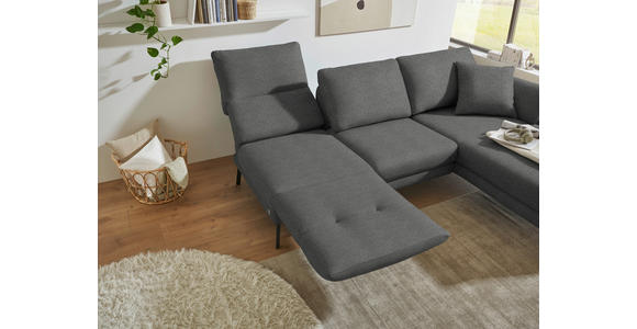 ECKSOFA  in Flachgewebe Dunkelgrau  255-365/175-224 cm  - Dunkelgrau/Schwarz, Design, Textil/Metall (255-365/175-224cm) - Dieter Knoll