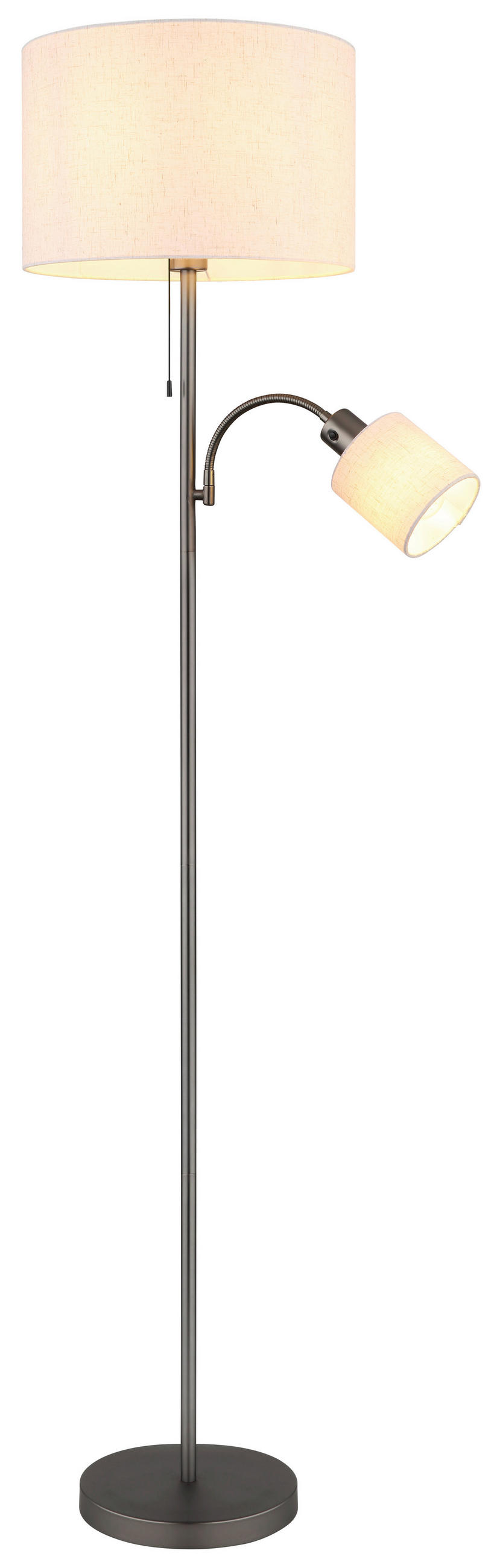 STEHLEUCHTE Thea 38/165 cm  - Schwarzchrom/Creme, Design, Kunststoff/Textil (38/165cm) - Globo
