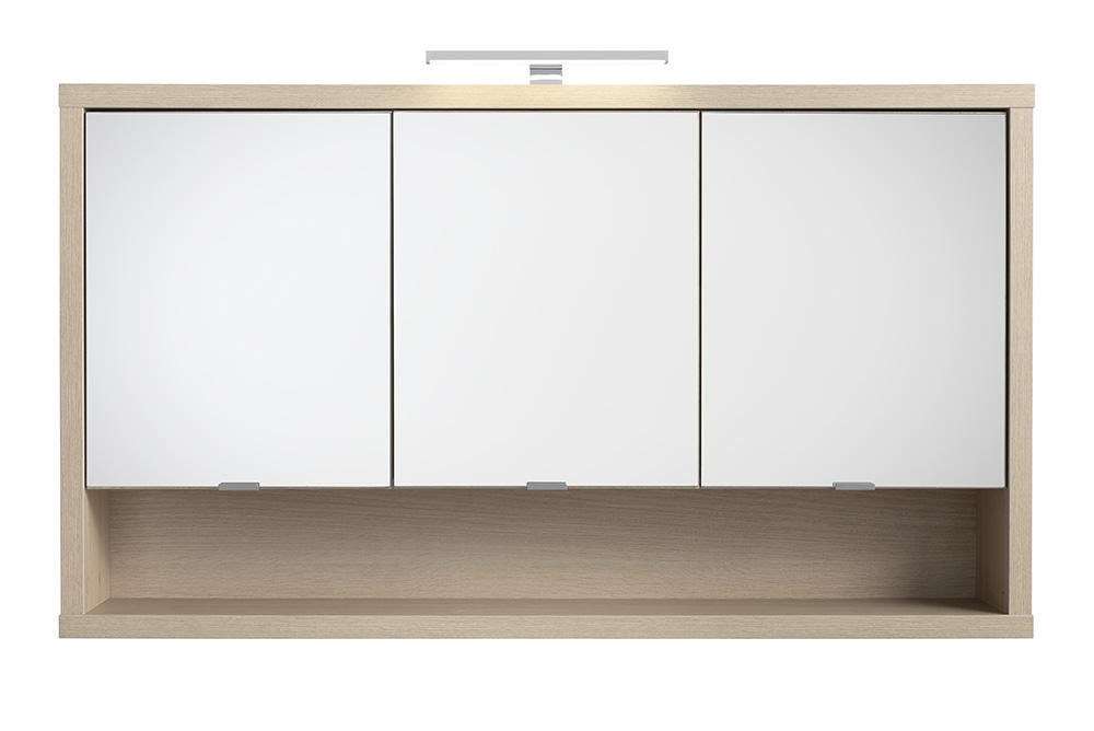 OMARA Z OGLEDALOM 123/69/22 cm - barve hrasta/bela, Moderno, leseni material (123/69/22cm) - Xora