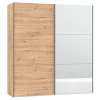 SCHWEBETÜRENSCHRANK  in Eiche Artisan  - Silberfarben/Eiche Artisan, KONVENTIONELL, Glas/Holzwerkstoff (203/220/65cm) - Jutzler