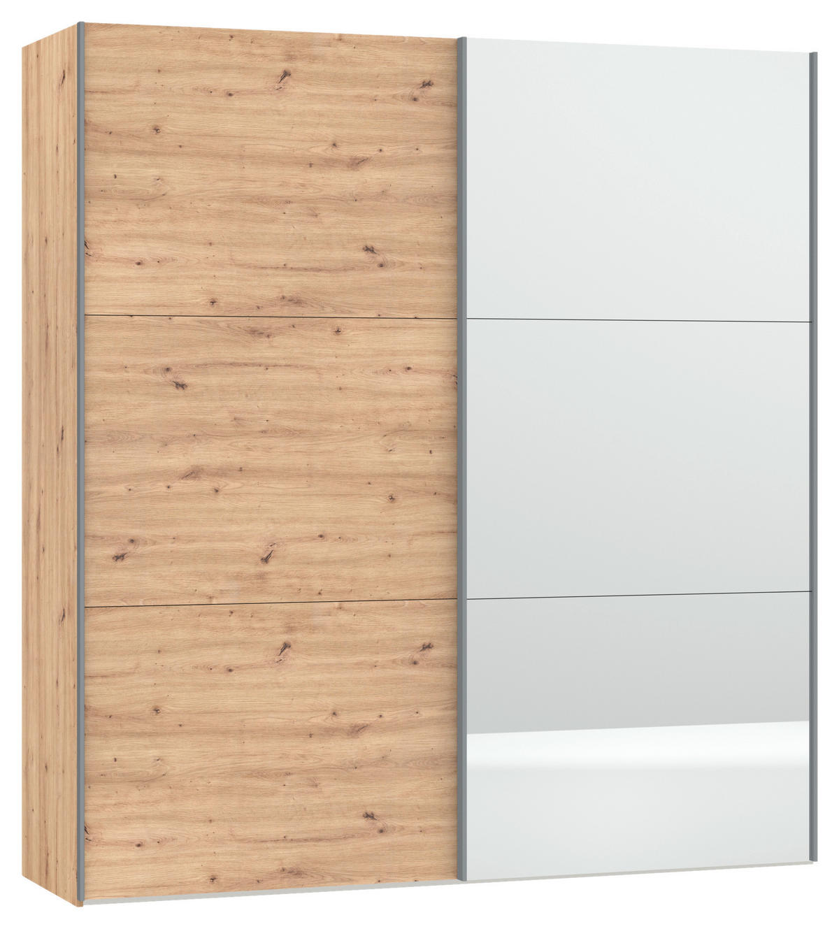 SCHWEBETÜRENSCHRANK  in Eiche Artisan  - Silberfarben/Eiche Artisan, KONVENTIONELL, Glas/Holzwerkstoff (203/220/65cm) - Jutzler