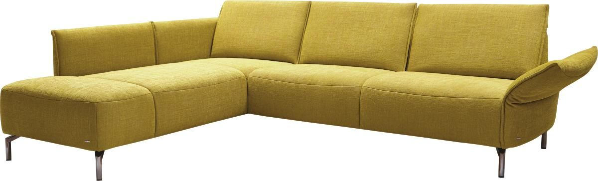 ECKSOFA in Webstoff Gelb  - Edelstahlfarben/Gelb, Design, Textil/Metall (207/274cm) - Koinor