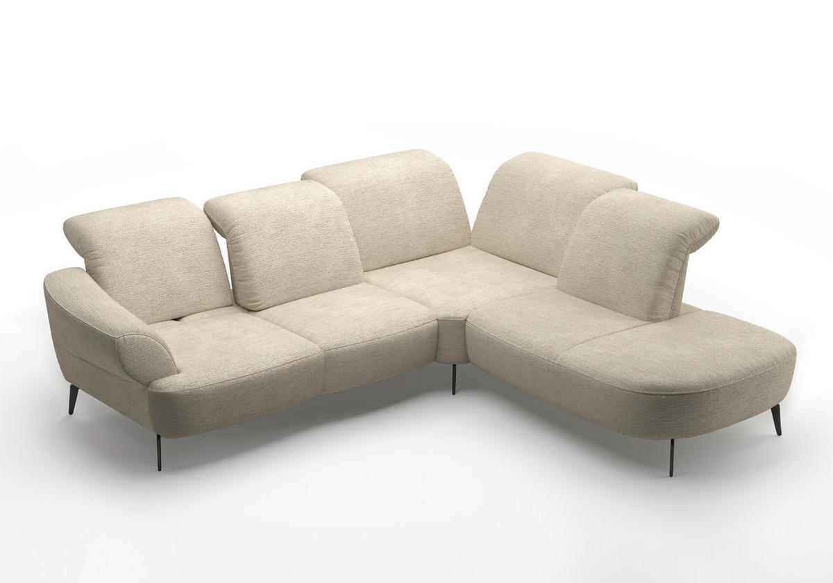 ECKSOFA in Chenille Sandfarben  302/270 cm  - Sandfarben/Schwarz, MODERN, Textil/Metall (302/270cm) - Sit & More