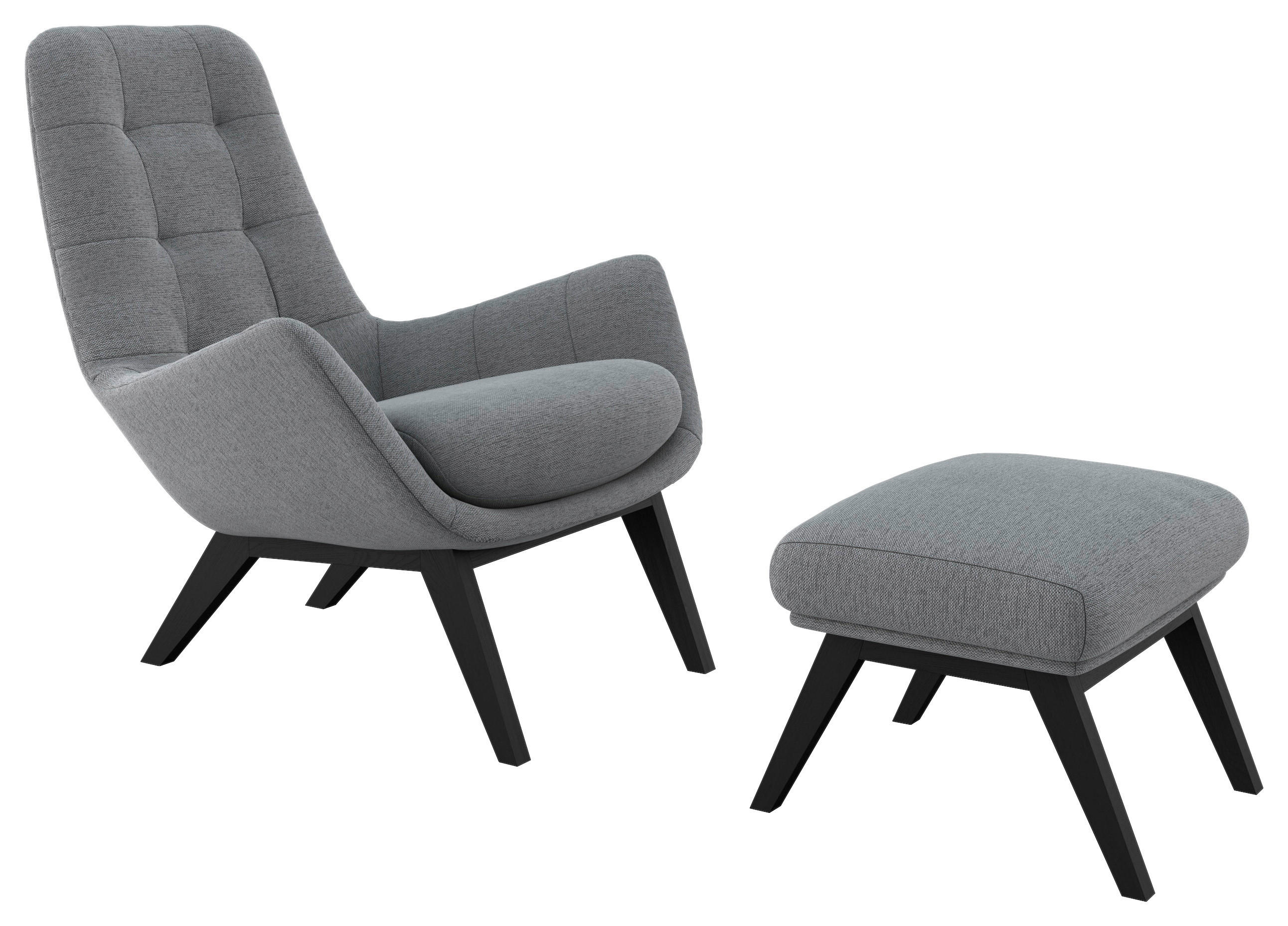 SESSELSET Flachgewebe Hocker    - Schwarz/Grau, Design, Holz/Textil (84/95/96cm) - MID.YOU