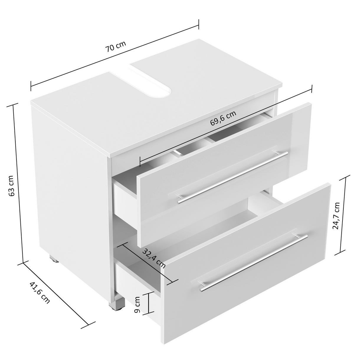 WASCHBECKENUNTERSCHRANK 70/63/41,6 cm  - Eichefarben/Silberfarben, MODERN, Holzwerkstoff/Metall (70/63/41,6cm) - MID.YOU