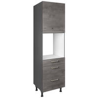 GERÄTEUMBAUSCHRANK 60/216,6/58 cm  in Schieferfarben  - Schieferfarben/Edelstahlfarben, MODERN, Holzwerkstoff/Metall (60/216,6/58cm) - Nobilia