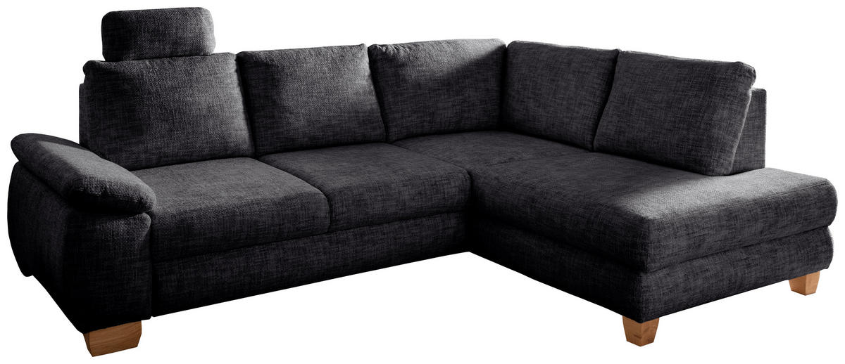 ECKSCHLAFSOFA Struktur Schwarz  - Wildeiche/Schwarz, MODERN, Holz/Textil (265/206cm) - Livetastic