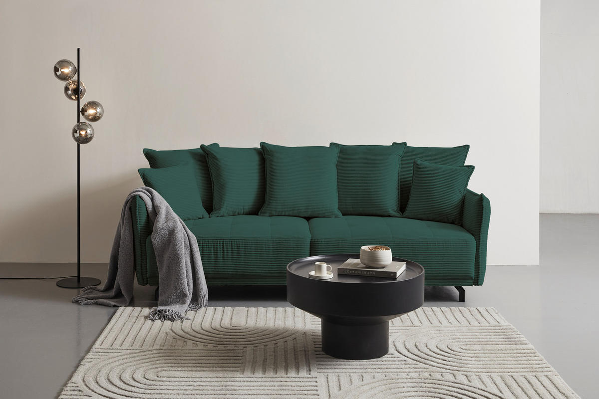 BIGSOFA in Cord Dunkelgrün  - Dunkelgrün/Schwarz, Design, Textil/Metall (226/91/103cm) - Carryhome
