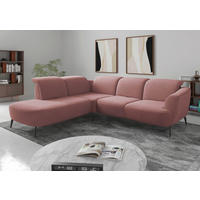 ECKSOFA in Mikrofaser Altrosa  - Schwarz/Altrosa, Konventionell, Textil/Metall (267/300cm) - Sit & More
