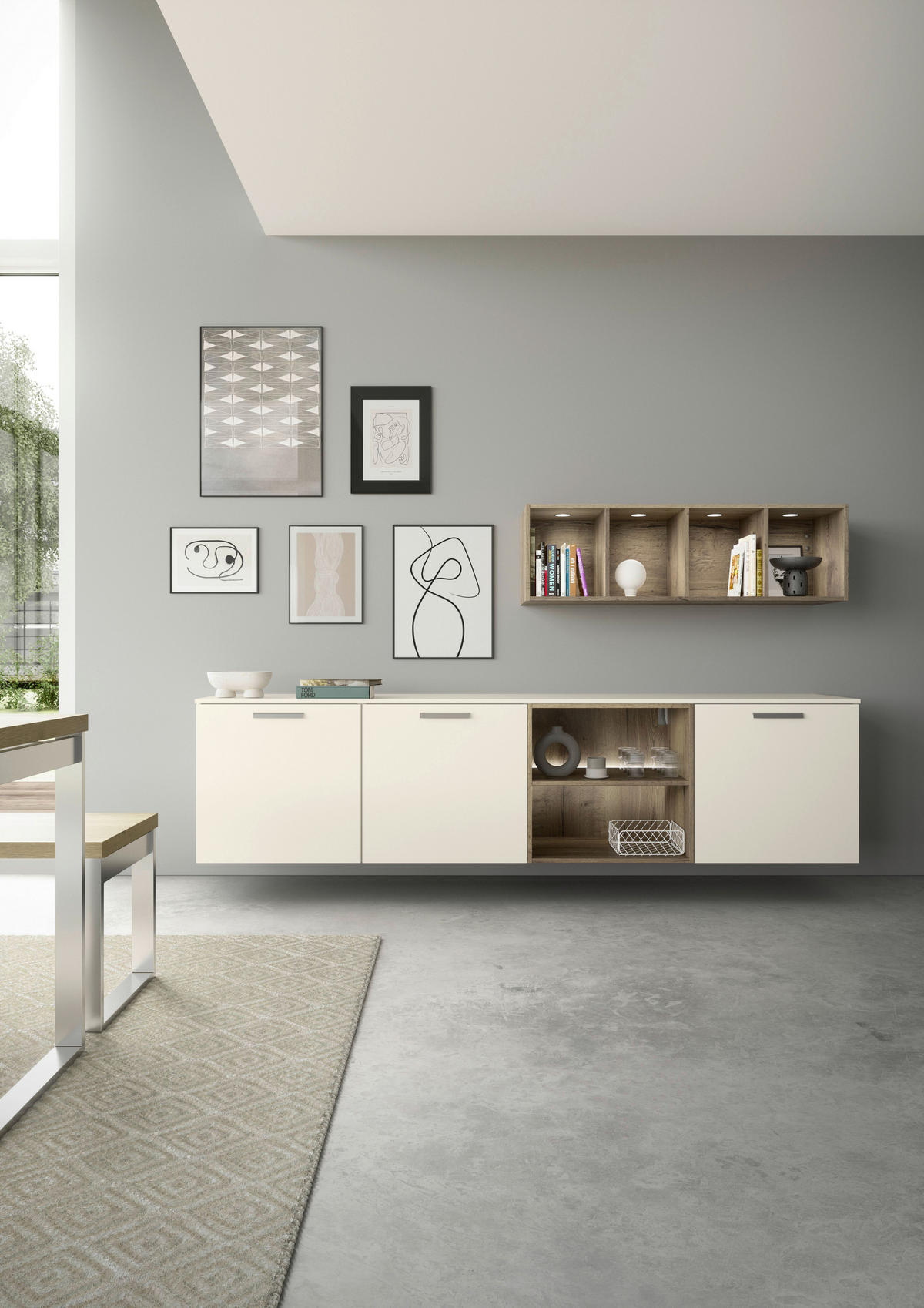 SIDEBOARD  in 240,3/59,2/48,5 cm  - Edelstahlfarben/Eichefarben, Design, Holzwerkstoff/Metall (240,3/59,2/48,5cm) - Celina Home
