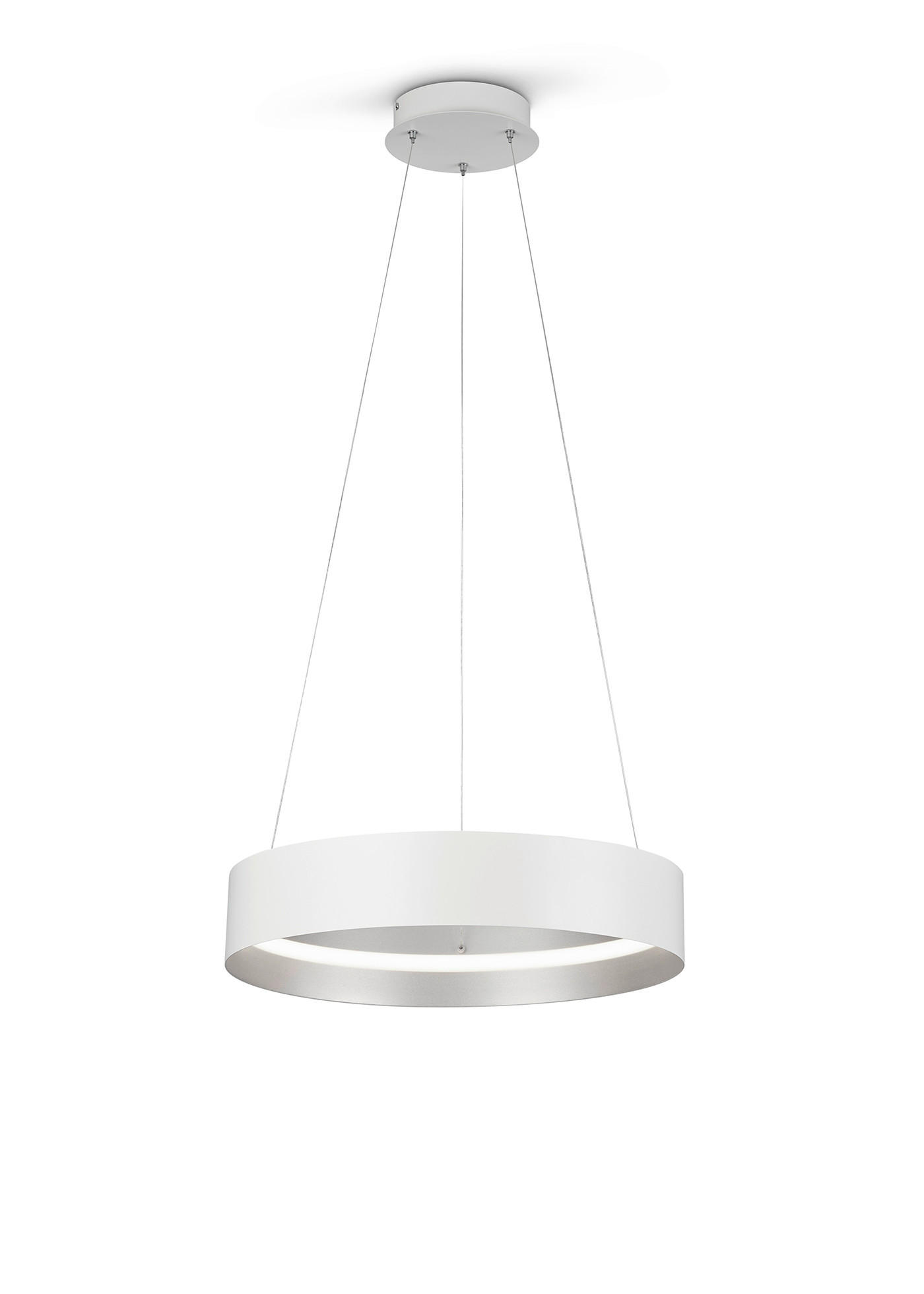 LED-HÄNGELEUCHTE Musterring 50/150 cm   - Silberfarben/Weiß, Design, Metall (50/150cm) - Musterring
