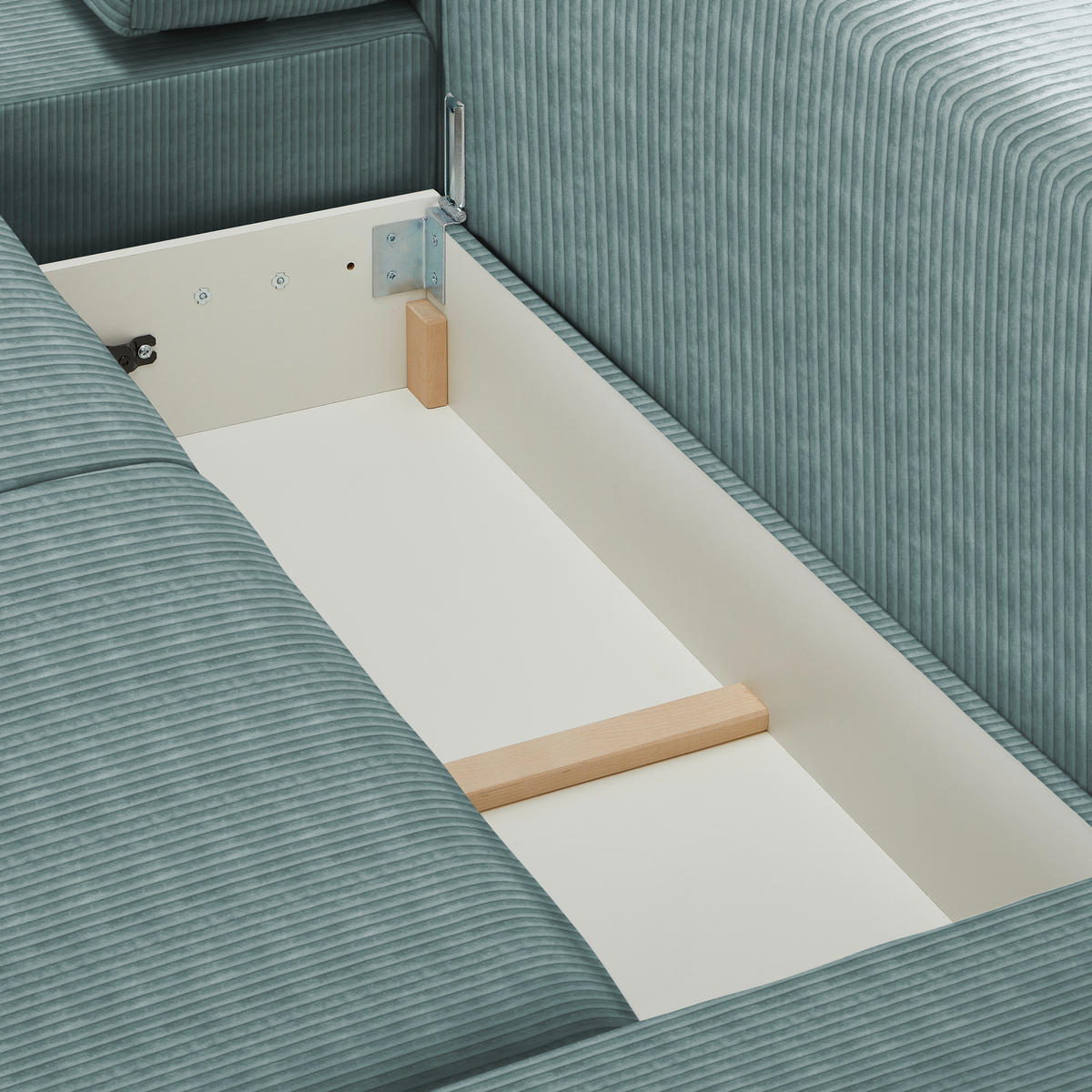 WOHNLANDSCHAFT in Cord Mintgrün  - Buchefarben/Schwarz, Konventionell, Holz/Kunststoff (283/371/208cm) - Livetastic