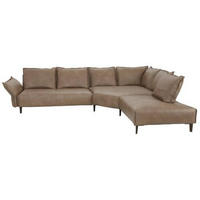 ECKSOFA in Echtleder Sandfarben  340/272 cm  - Sandfarben/Schwarz, Design, Leder/Metall (340/272cm) - W.Schillig