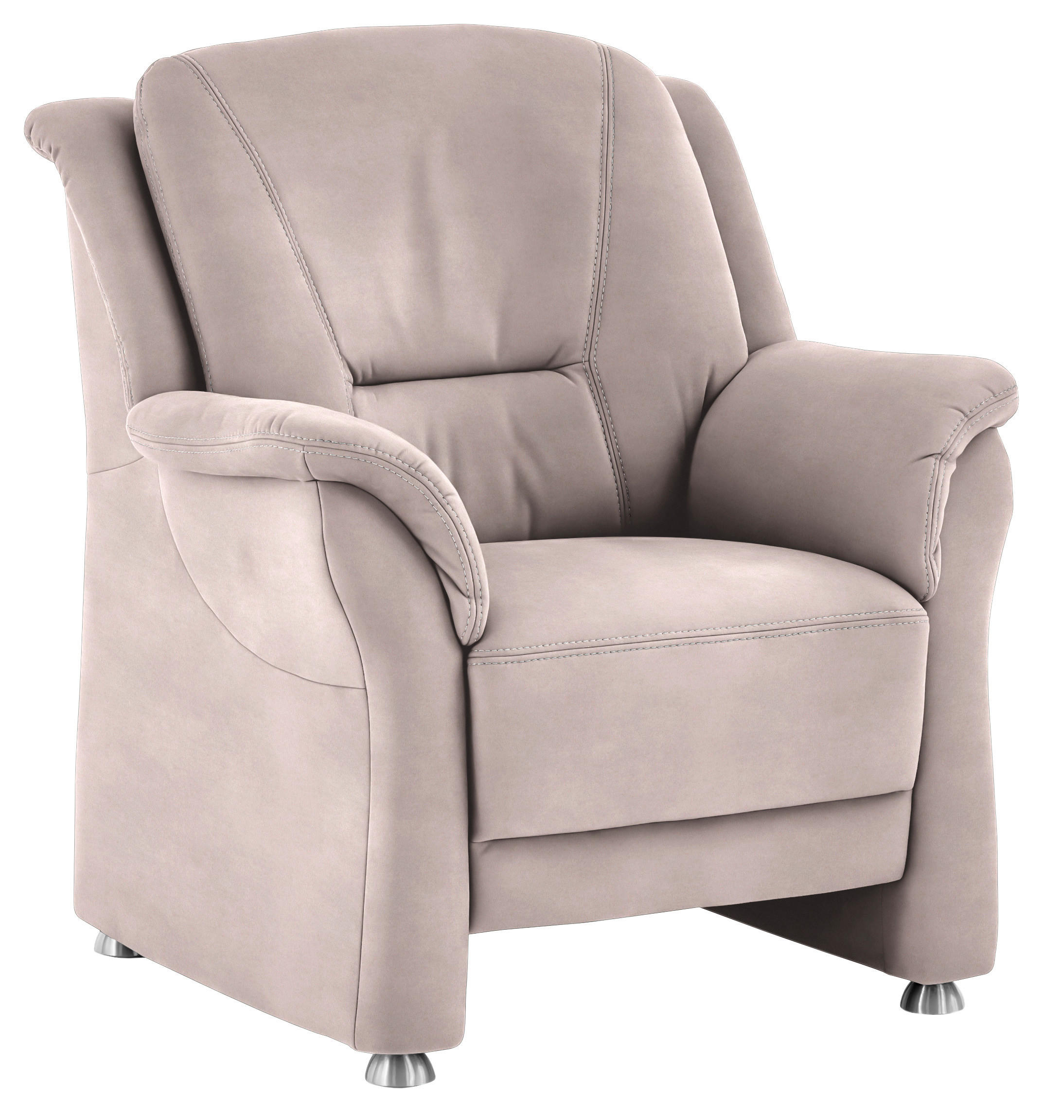 SESSEL in Mikrofaser Rosa  - Beige/Alufarben, Konventionell, Textil/Metall (90/100/92cm) - Beldomo Comfort