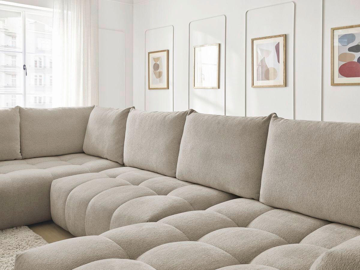 ECKSCHLAFSOFA EVEREST  mit Rücken echt, Armteil links, Armteil rechts Flachgewebe Taupe  - Taupe/Schwarz, MODERN, Kunststoff/Textil (212/423/198cm)