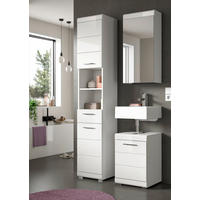 BADEZIMMER 3-teilig  in 92 cm  - Weiß Hochglanz/Silberfarben, Trend, Glas/Holzwerkstoff (92cm) - MID.YOU