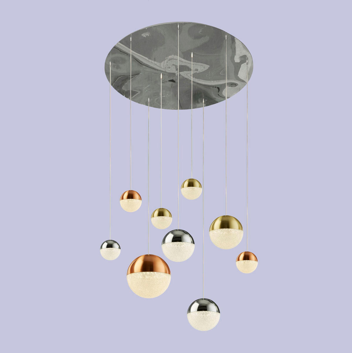 VISEČA LED-SVETILKA  Planets 78 W/3992 lm/4000 K/220-240 V/ - barve kroma, Design, kovina/steklo (60/153cm)