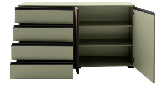 SIDEBOARD Schwarz, Wildeiche, Schilfgrün 167/92/45 cm - Schilfgrün/Wildeiche, Design, Holz/Holzwerkstoff (167/92/45cm) - Moderano