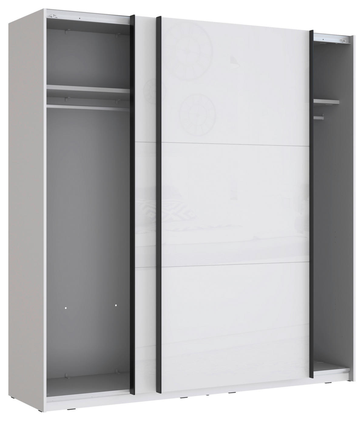 ORMAR S KLIZNIM VRATIMA bijela, bijela visoki sjaj   - bijela/bijela visoki sjaj, Moderno, drvni materijal/metal (200,1/209,7/61,2cm) - Hom`in