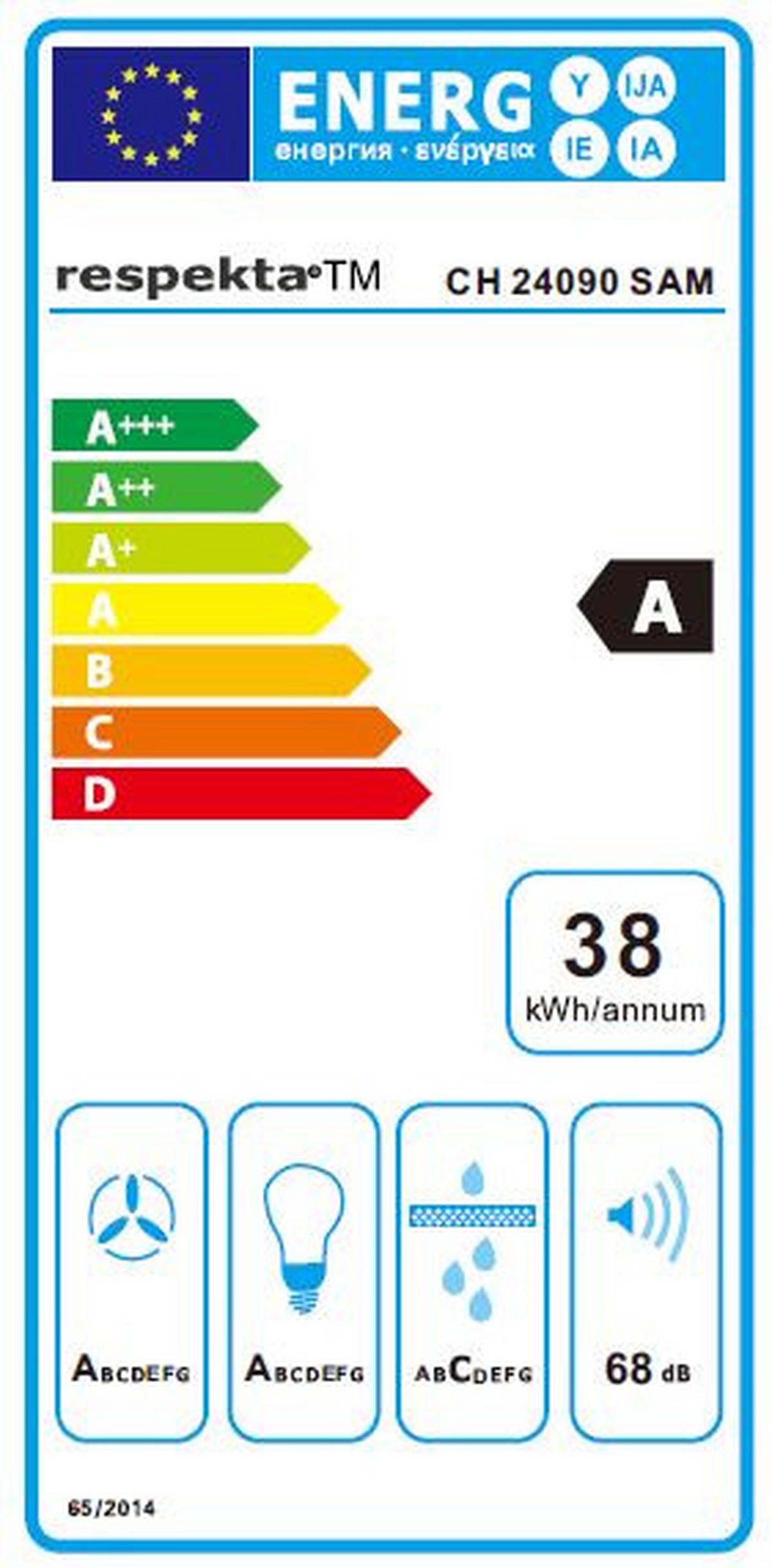 DUNSTABZUGSHAUBE CH24090SAM  - Schwarz, Trend, Glas/Metall (89,5/74,2-109,2/38,5cm) - Respekta