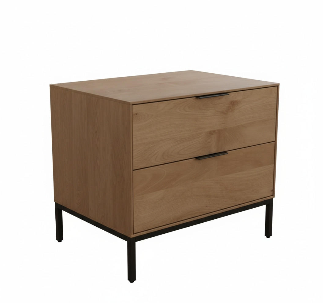 NACHTKÄSTCHEN 40/50/35 cm  in Hartholz Mangoholz Naturfarben  - Schwarz/Naturfarben, MODERN, Holz/Metall (40/50/35cm) - MID.YOU