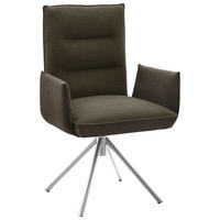 ARMLEHNSTUHL DREHBAR 360°  in Flachgewebe  - Edelstahlfarben/Braun, Design, Textil/Metall (59/93/59cm) - Dieter Knoll