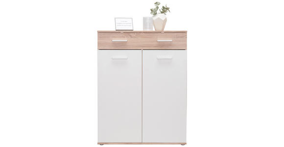 SCHUHSCHRANK 90/120/36 cm - Eichefarben/Silberfarben, Design, Holzwerkstoff/Kunststoff (90/120/36cm) - Carryhome
