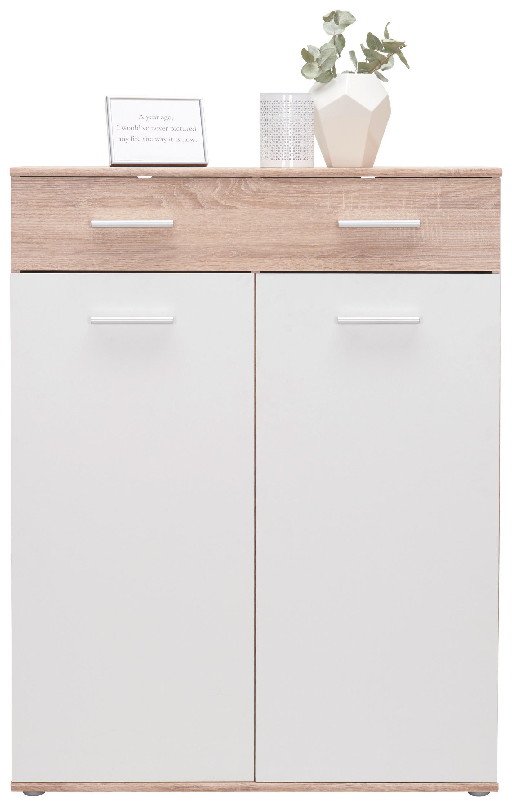 Thumbnail - Carryhome Schuhschrank, Weiß, Sonoma Eiche, Kunststoff, 8 Fächer, 1 Schublade(n) Schubladen, 90x120x36 cm, Garderobe, Sc...