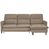 ECKSOFA Beige Flachgewebe  - Beige/Schwarz, KONVENTIONELL, Textil/Metall (254/190cm) - Livetastic