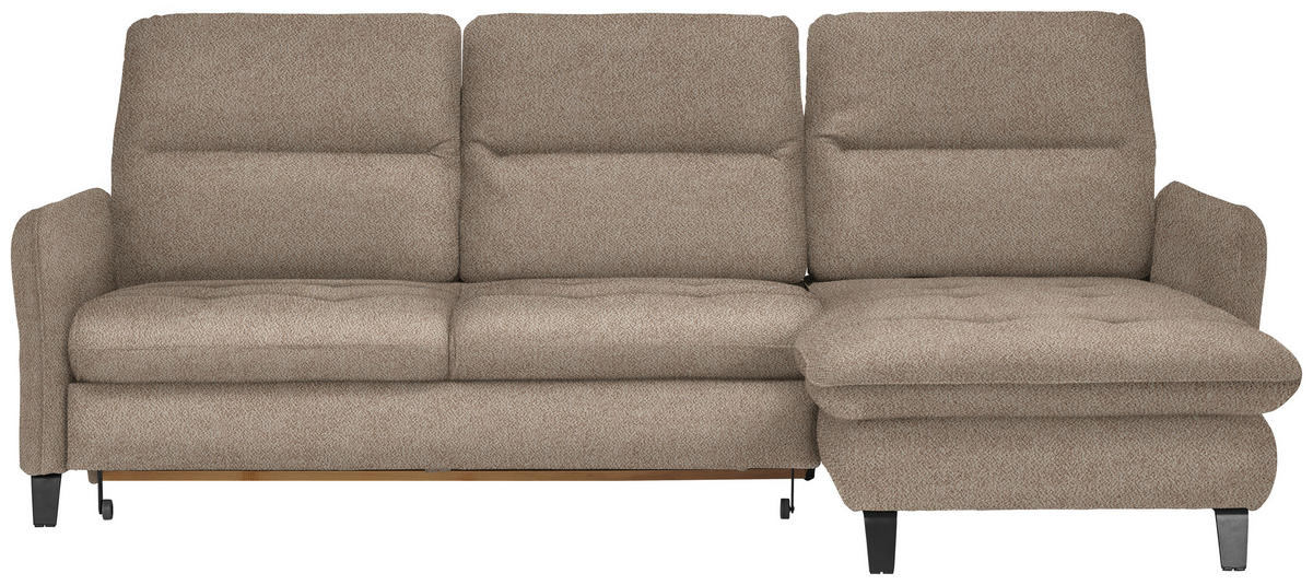 ECKSOFA Beige Flachgewebe  - Beige/Schwarz, KONVENTIONELL, Textil/Metall (254/190cm) - Livetastic
