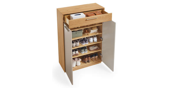 SCHUHSCHRANK 86/124/37 cm - Taupe/Eichefarben, Design, Holz/Holzwerkstoff (86/124/37cm) - Novel