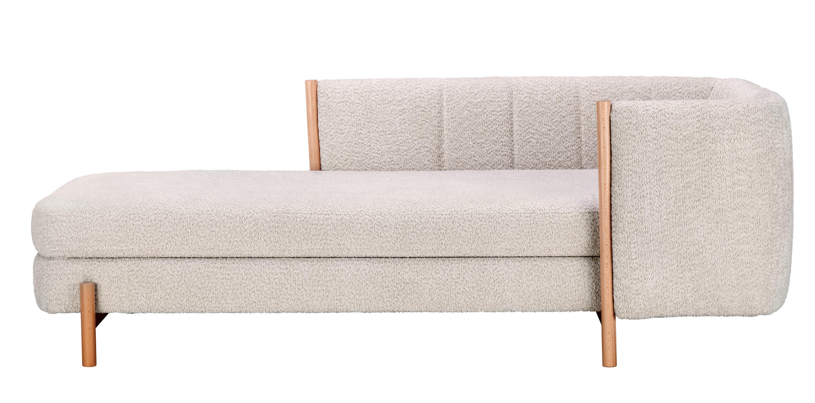 RÉCAMIERE Creme Plüsch  - Creme/Naturfarben, Design, Holz/Textil (216/90/109cm) - Niels Andersson