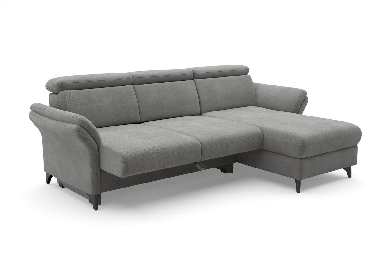 ECKSOFA Flachgewebe Grau  - Schwarz/Grau, Konventionell, Textil/Metall (253/166cm) - Sit & More