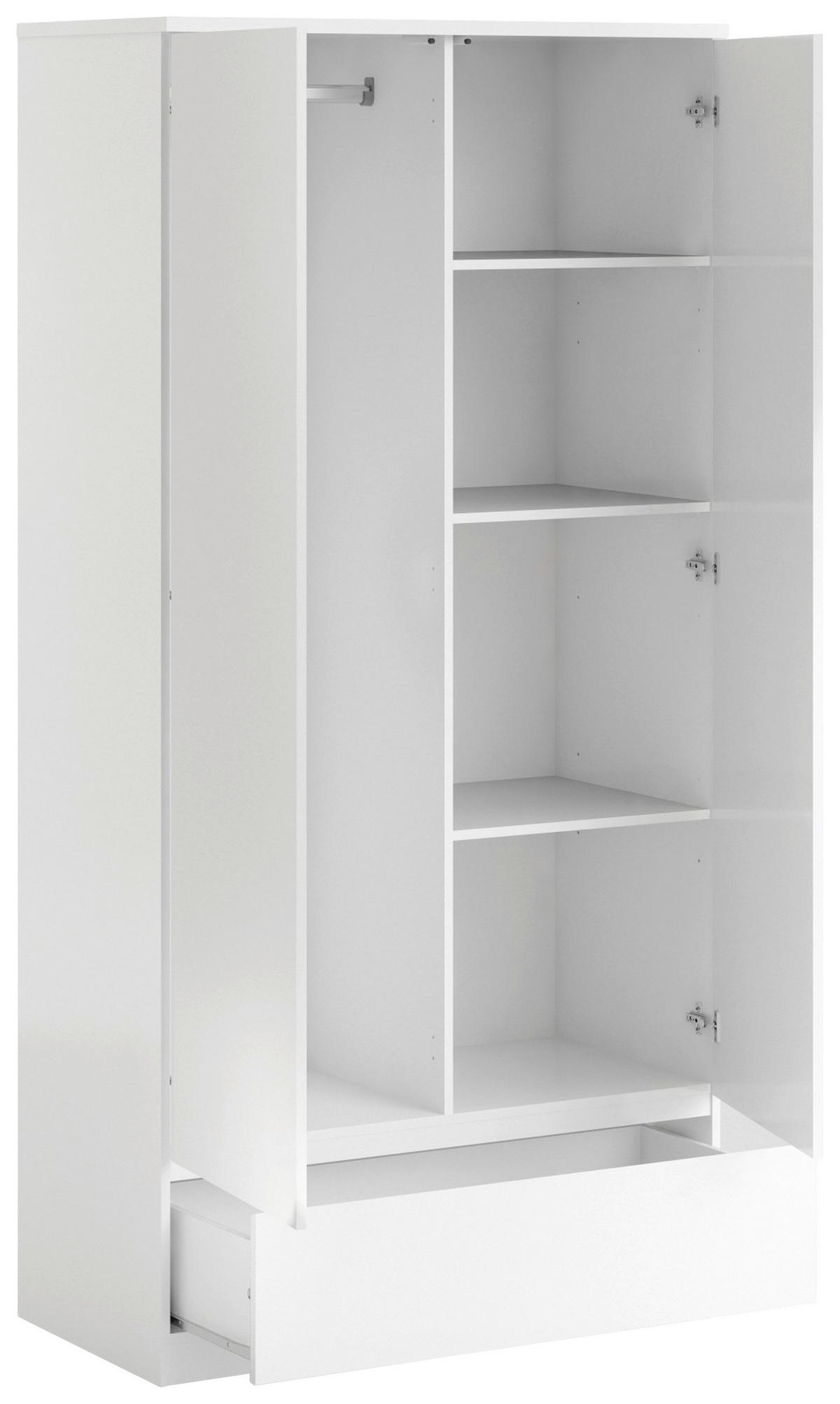 ORMAR ZA ODJEĆU     - bijela visoki sjaj, Basics, drvni materijal (98,9/200,6/50cm) - P & B