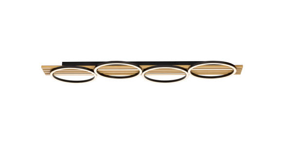 LED-DECKENLEUCHTE 125/38/6,8 cm - Schwarz, Design, Holz/Kunststoff (125/38/6,8cm) - Novel