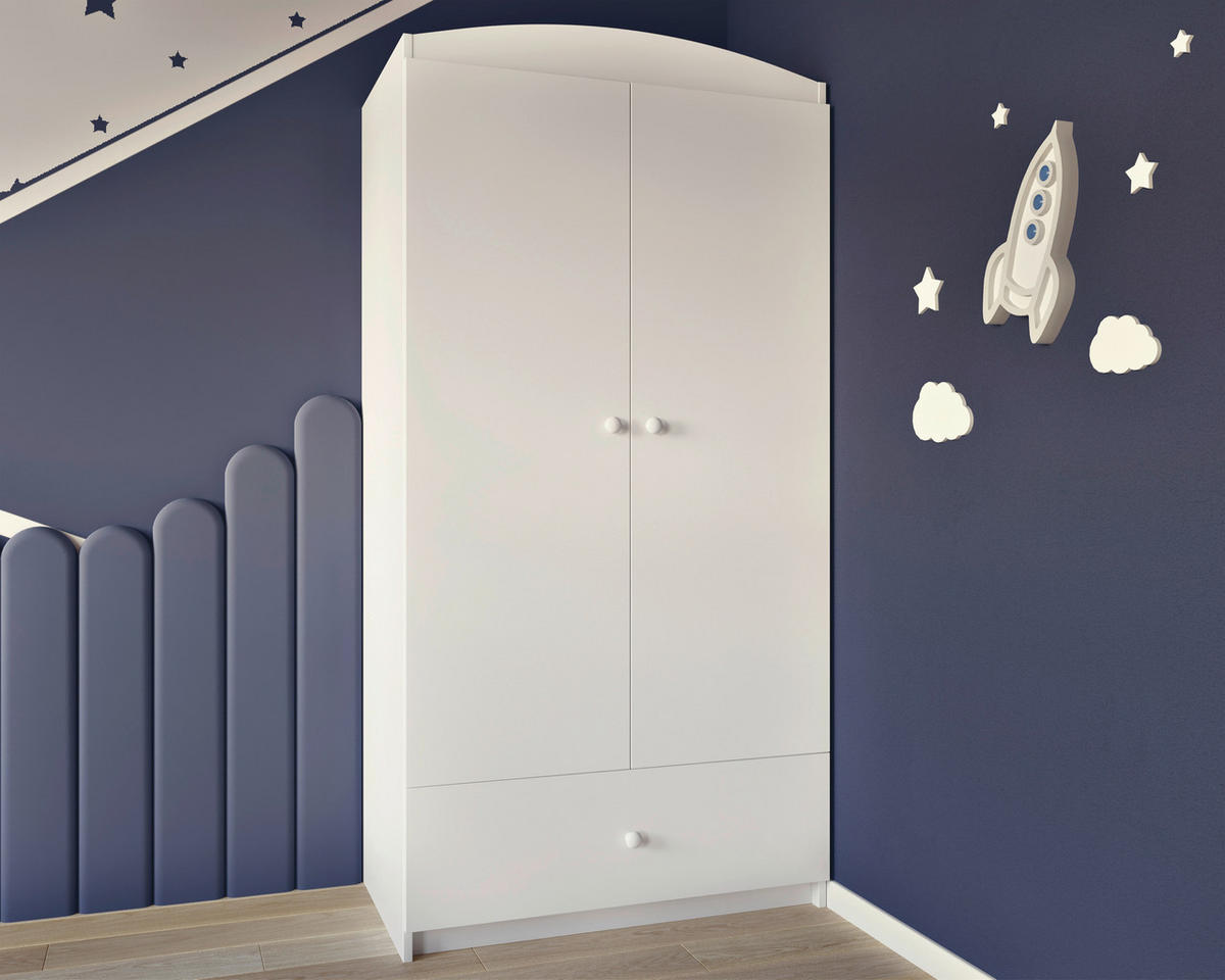 DETSKÁ ŠATNÍKOVÁ SKRIŇA  - biela, Modern, kompozitné drevo/plast (90/190/58cm) - MID.YOU
