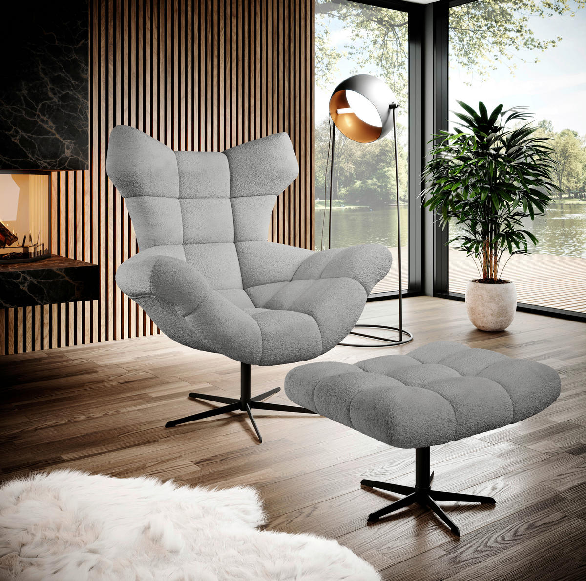 FÜLES FOTEL - fekete/szürke, Design, textil/fém (103/119/84cm) - Esposa