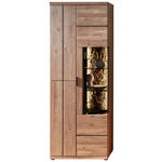 VITRINE  in furniert, massiv Wildeiche, Kork Schwarz, Wildeiche - Wildeiche/Schwarz, Natur, Glas/Holz (75/207/42cm) - Linea Natura