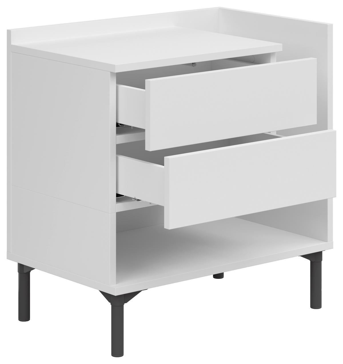 NACHTKÄSTCHEN 60/62/38 cm  in Weiß  - Graphitfarben/Weiß, Design, Holzwerkstoff/Kunststoff (60/62/38cm) - Lomoco