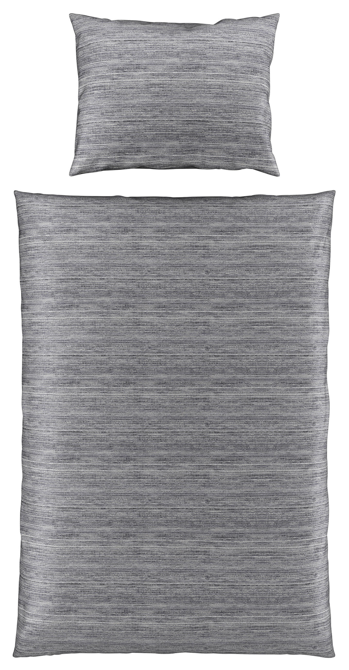BETTWÄSCHESET CARO Satin 160/210 cm  65 cm/100 cm  - Grau, Konventionell, Textil (160/210cm) - Novel