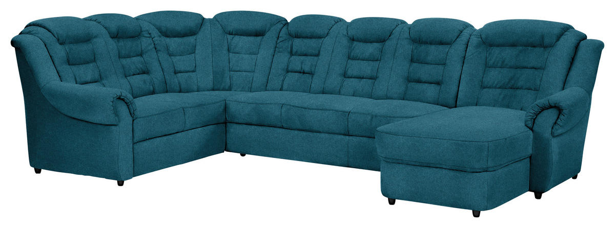 WOHNLANDSCHAFT in Chenille Blau  - Blau/Schwarz, Konventionell, Kunststoff/Textil (216/333/165cm) - Livetastic