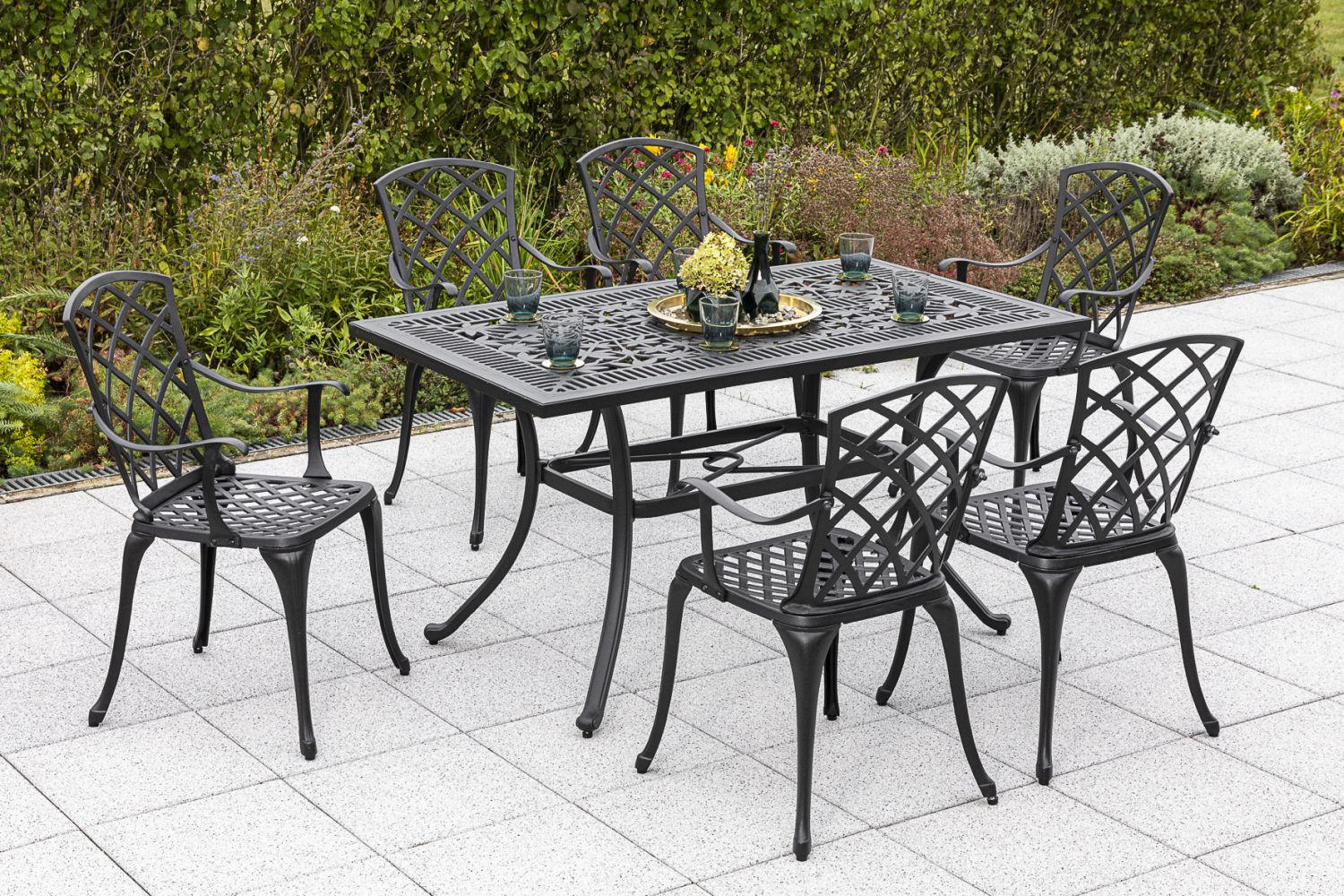 GARTENSESSEL Aluminium Graphitfarben  - Graphitfarben, ROMANTIK / LANDHAUS, Metall (50/55/88cm) - Gardenson